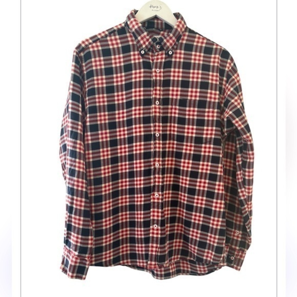 Spier &  Mackay Red & Black Madras Check Outdoors Sportshirt  Size 16.5